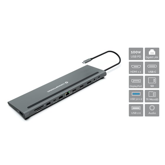 DONN17G base para portátil y replicador de puertos Alámbrico USB 3.2 Gen 1 (3.1 Gen 1) Type-C Gris