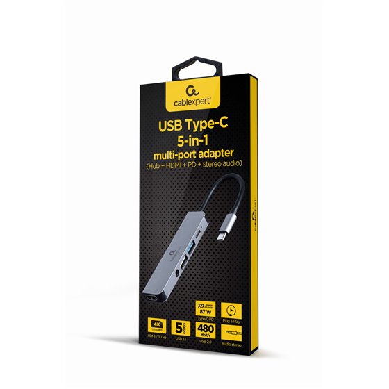 A-CM-COMBO5-02 base para portátil y replicador de puertos Alámbrico USB 3.2 Gen 1 (3.1 Gen 1) Type-C Plata