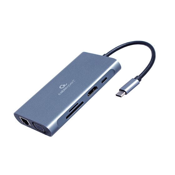 A-CM-COMBO7-01 base para portátil y replicador de puertos USB 3.2 Gen 1 (3.1 Gen 1) Type-A Gris