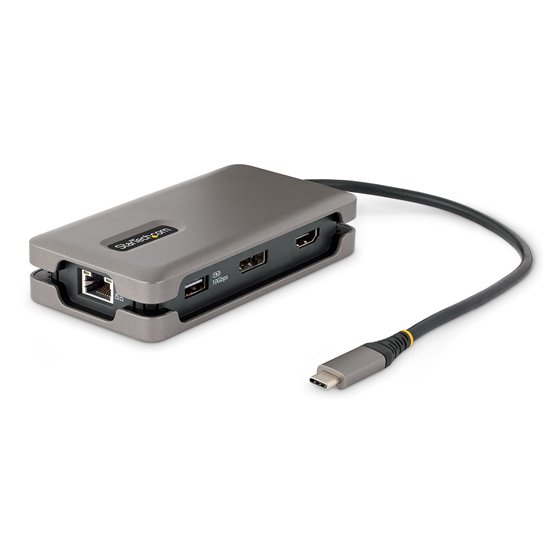 Adaptador Multipuertos USB-C - HDMI/DP 4K a 60Hz - Hub Ladrón USB de 3 Puertos - Power Delivery de Paso de 100W - GbE - Docking 