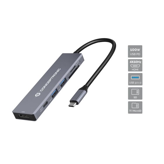 DONN23G base para portátil y replicador de puertos Alámbrico USB 3.2 Gen 1 (3.1 Gen 1) Type-C Gris