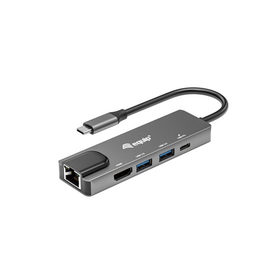Adaptador multifunción USB-C 5 en 1, HDMI , Gigabit LAN, USB 3.2 GEN1, 100W USB PD