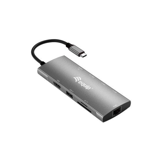 Adaptador multifunción USB-C 9 en 1, HDMI 4K/60Hz, Gigabit LAN, USB 3.2 GEN1, SD/TF, 100W USB PD