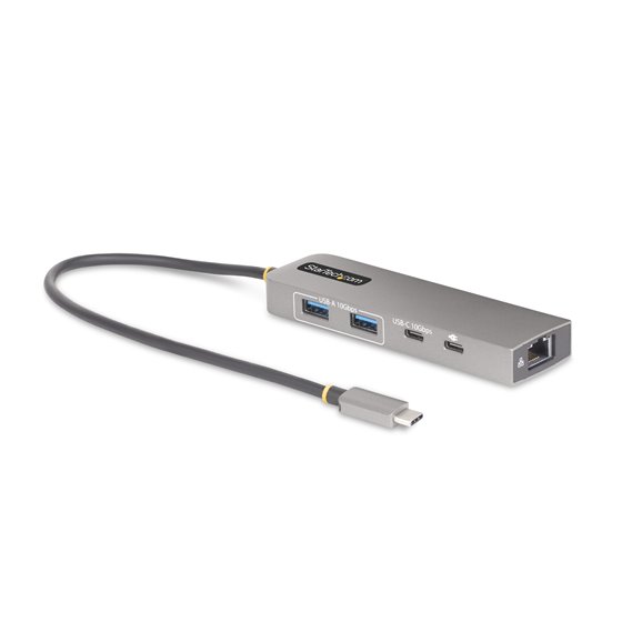 Hub USB-C de 3 Puertos con Red Ethernet de 2,5Gbps y Entrega de Alimentación PD de 100W de Paso - USB 3.2 10Gbps - Ladrón de 2 P