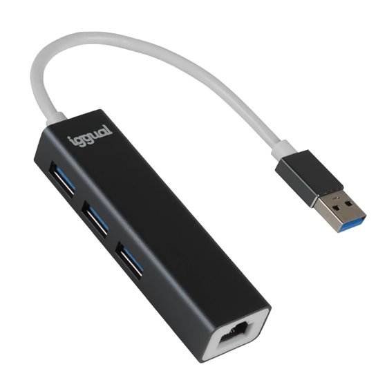 Hub USB-A 3 puertos USB 3.0 + RJ45 Gigabit