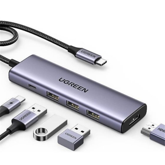 15596 base para portátil y replicador de puertos Alámbrico USB 3.2 Gen 1 (3.1 Gen 1) Type-A + Type-C Aluminio