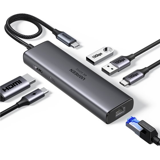 REVODOK 6-IN-1 4K@60HZ HDMI ETH DOCK Acoplamiento Base Gris