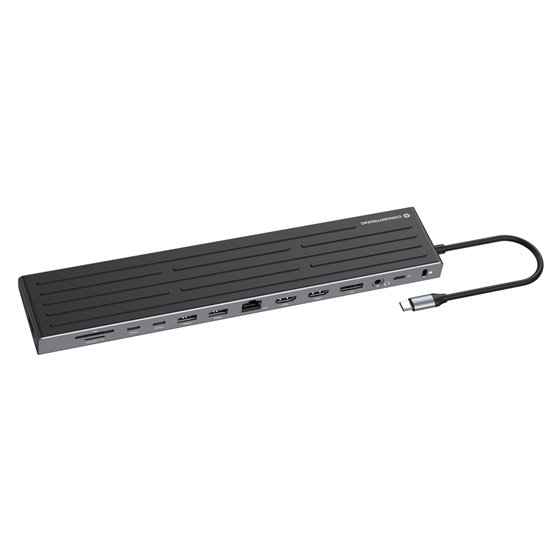 DONN32B base para portátil y replicador de puertos Alámbrico USB 3.2 Gen 1 (3.1 Gen 1) Type-C Gris, Plata