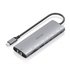 USB-C Dock 8 en 1, USB-C a 1xHDMI, 1xRJ45, 1xUSB-A 10G, 2xUSB-C 10G, 1xSD, 1xMicroSD, 1xUSB-C PD 100W, Gris, 20cm