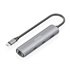 Dock USB-C A Ethernet Gigabit + Hub 2xUSB-C+1xUSB-A, Gris, 15cm