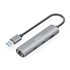 USB3.0 Dock USB-A A Ethernet Gigabit + Hub 2xUSB-C+1xUSB-A, Gris, 15cm