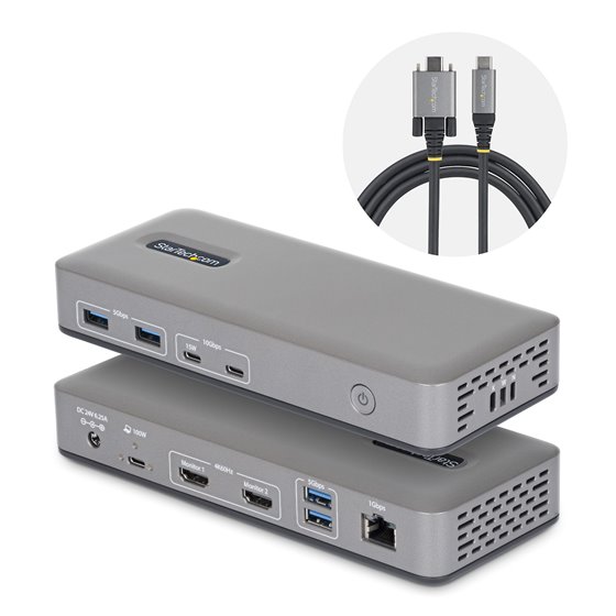 Docking Station USB-C de 2 Monitores HDMI - 4K 60Hz - Red Ethernet de 1Gbps - Dock Multipantalla - PD de 100W para Carga de Port
