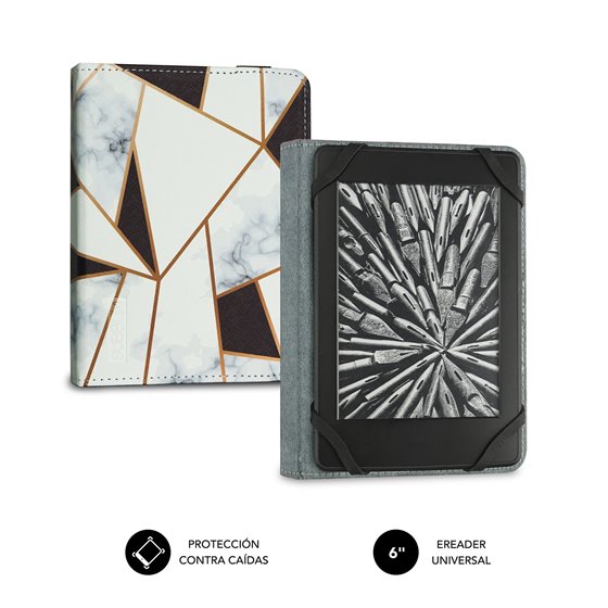 Funda Libro Electrónico Clever Ebook Case 6" Marmol Negro