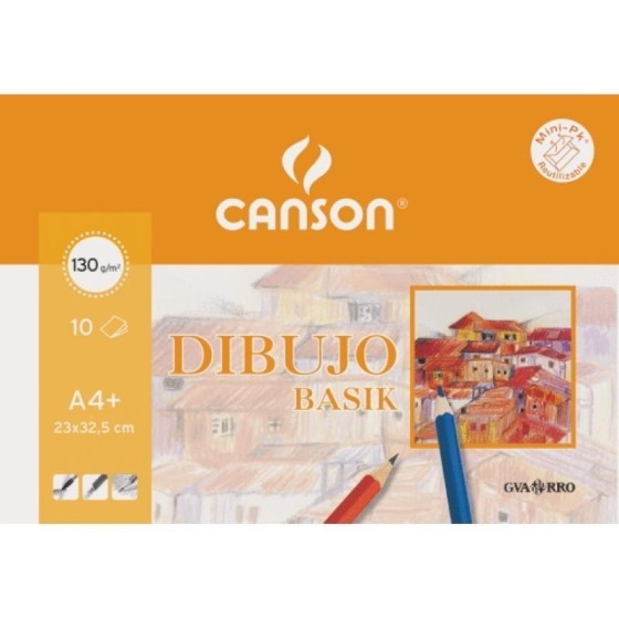 Papel Dibujo CANSON Basik A4+ Liso 130 g. Pack x10 Hojas