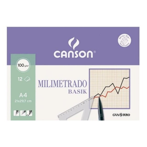 Papel Milimetrado CANSON Basik A4 100 g. Pack x12 Hojas