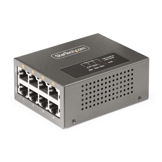 Switch PoE / PoE+ / PoE++ 802.3af/802.3at/802.3bt de 4 Puertos - 95W - 160W de Capacidad de Potencia - Inyector Power over 5/2.5