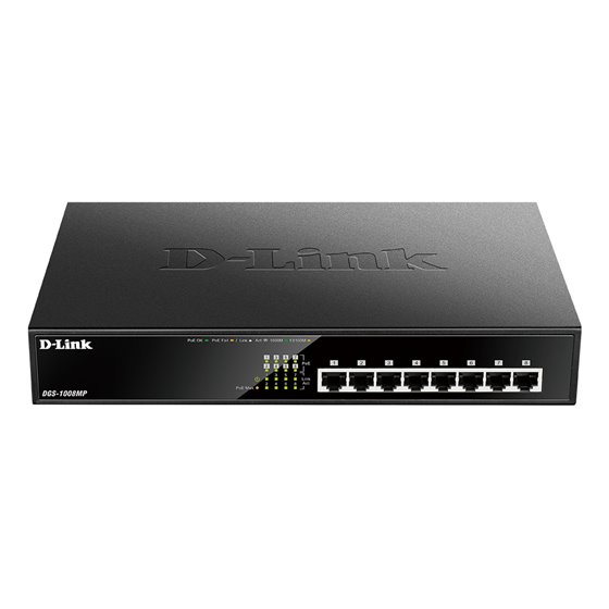 DGS-1008MP switch No administrado Gigabit Ethernet (10/100/1000) Energía sobre Ethernet (PoE) 1U Negro