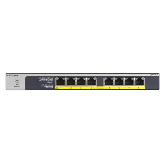 GS108LP No administrado Gigabit Ethernet (10/100/1000) Energía sobre Ethernet (PoE) 1U Negro, Gris