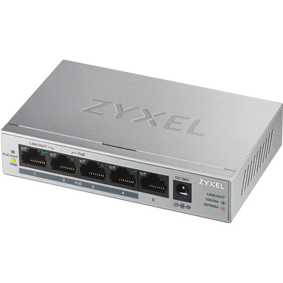 GS1005HP No administrado Gigabit Ethernet (10/100/1000) Energía sobre Ethernet (PoE) Plata