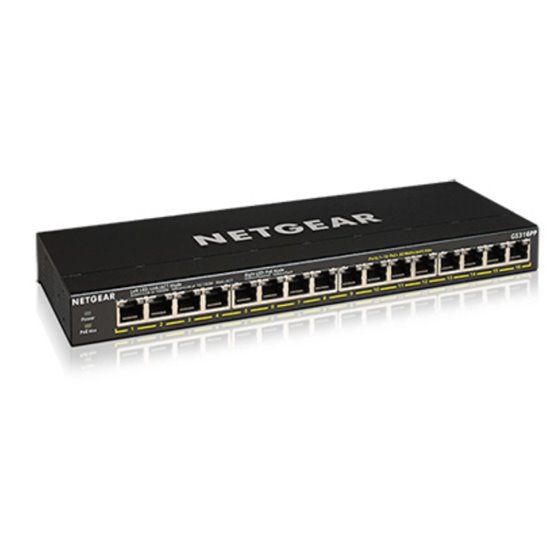 GS316PP No administrado Gigabit Ethernet (10/100/1000) Energía sobre Ethernet (PoE) Negro