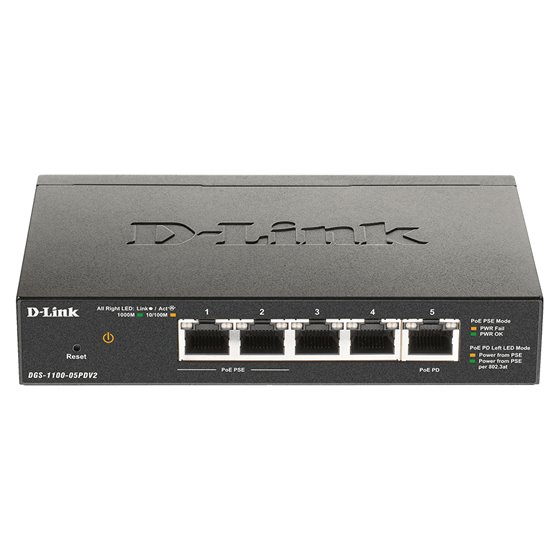 DGS-1100-05PDV2 switch Gestionado Gigabit Ethernet (10/100/1000) Energía sobre Ethernet (PoE) Negro