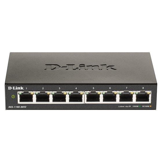 DGS-1100-08V2 Gestionado L2 Gigabit Ethernet (10/100/1000) Negro