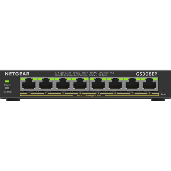 8-Port Gigabit Ethernet PoE+ Plus Switch (GS308EP) Gestionado L2/L3 Gigabit Ethernet (10/100/1000) Energía sobre Ethernet (PoE) 