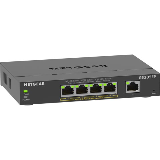 5-Port Gigabit Ethernet PoE+ Plus Switch (GS305EP) Gestionado L2/L3 Gigabit Ethernet (10/100/1000) Energía sobre Ethernet (PoE) 
