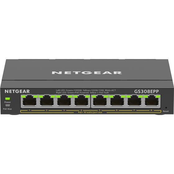 8-Port Gigabit Ethernet High-Power PoE+ Plus Switch (GS308EPP) Gestionado L2/L3 Gigabit Ethernet (10/100/1000) Energía sobre Eth