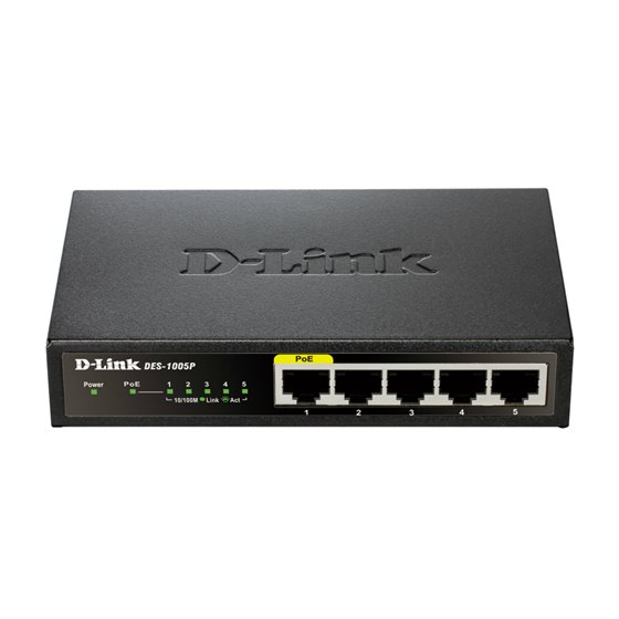 DES-1005P No administrado L2 Fast Ethernet (10/100) Energía sobre Ethernet (PoE) Negro