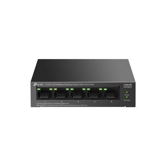 LiteWave LS105P No administrado Fast Ethernet (10/100) Energía sobre Ethernet (PoE) Negro