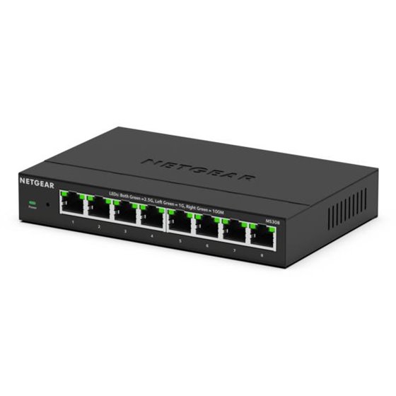 MS308 No administrado 2.5G Ethernet (100/1000/2500) Negro