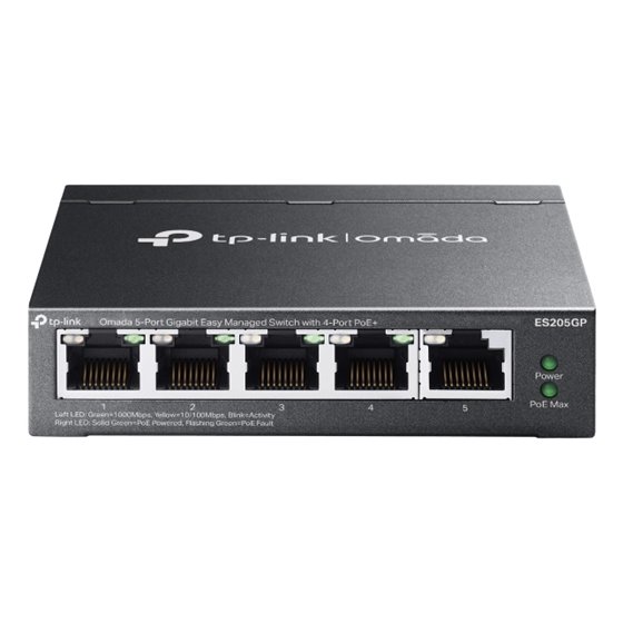 Omada ES205GP switch Gestionado Gigabit Ethernet (10/100/1000) Energía sobre Ethernet (PoE) Negro