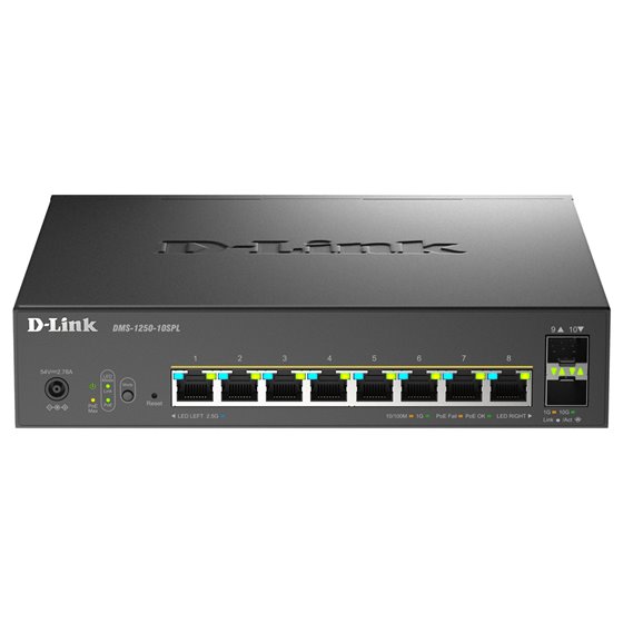DMS-1250-10SPL Gestionado L2/L3 2.5G Ethernet (100/1000/2500) Energía sobre Ethernet (PoE) Negro