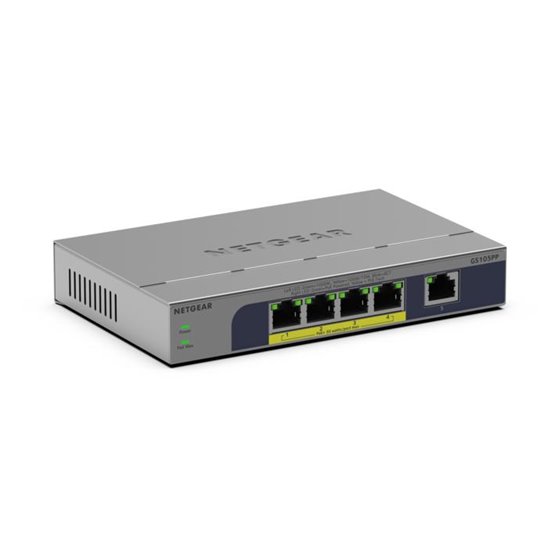 GS105PP No administrado Gigabit Ethernet (10/100/1000) Energía sobre Ethernet (PoE) Montaje en pared/escritorio Gris