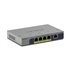 GS105P No administrado Gigabit Ethernet (10/100/1000) Energía sobre Ethernet (PoE) Montaje en pared/escritorio Gris