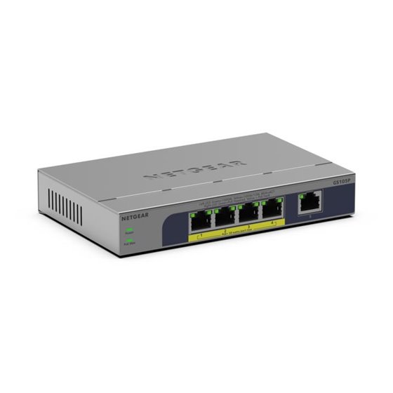 GS105P No administrado Gigabit Ethernet (10/100/1000) Energía sobre Ethernet (PoE) Montaje en pared/escritorio Gris