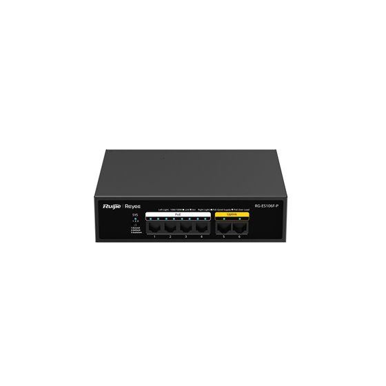 RG-ES106F-P switch No administrado L2 Fast Ethernet (10/100) Energía sobre Ethernet (PoE) Negro