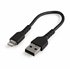 Cable Resistente USB-A a Lightning de 15 cm Negro - Cable de Sincronización y Carga USB Tipo A a Lightning con Fibra de Aramida 