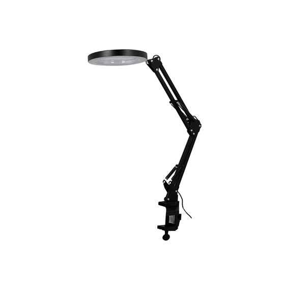 Lampara de escritorio q-connect hadar led 8w 380lm aluminio con pinza y lupa brazo doble color negro