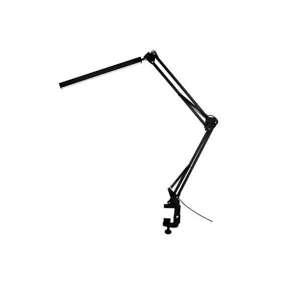 Lampara de escritorio q-connect rigel led 8w 320 lm aluminio con pinza brazo doble3 articulaciones color negro