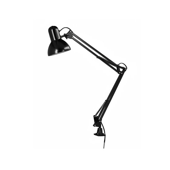 Lampara de escritorio q-connect antares metalica conpinza interruptor brazo doble 3 articulaciones color negro
