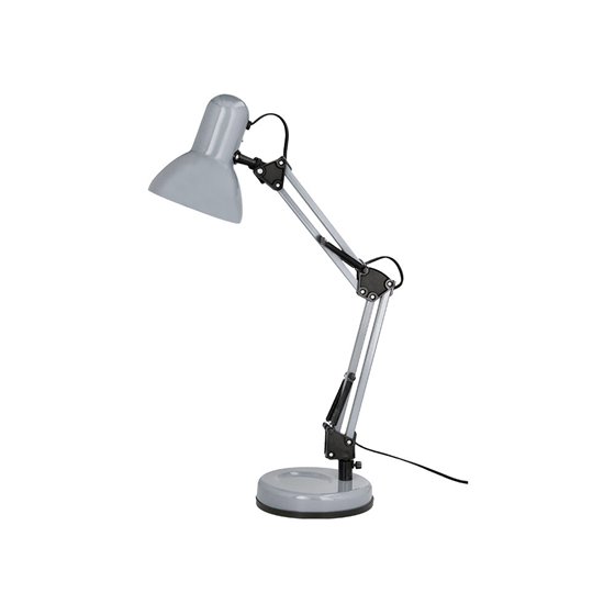 Lampara de escritorio q-connect polaris metalica coninterruptor brazo doble 3 articulaciones color plata