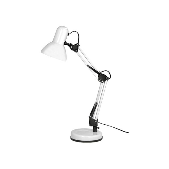 Lampara de escritorio q-connect polaris metalica coninterruptor brazo doble 3 articulaciones color blanco