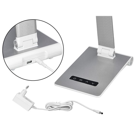 Lampara de escritorio q-connect sirio led 13w 800 lmtactil 3 niveles de color brillo regulable color plata