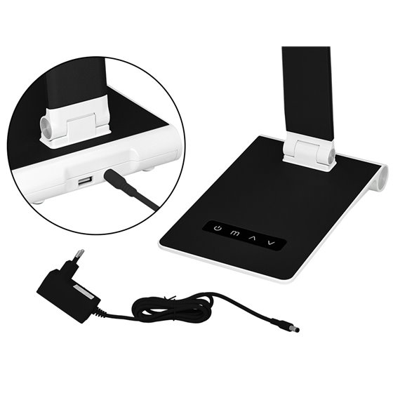 Lampara de escritorio q-connect sirio led 13w 800 lmtactil 3 niveles de color brillo regulable color negro