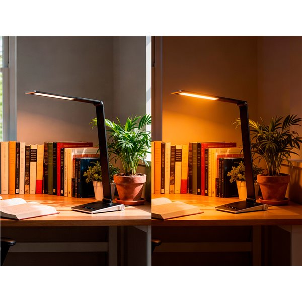 Lampara de escritorio q-connect sirio led 13w 800 lmtactil 3 niveles de color brillo regulable color negro