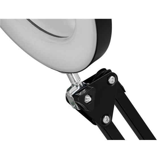 Lampara de escritorio q-connect hadar led 8w 380lm aluminio con pinza y lupa brazo doble color negro