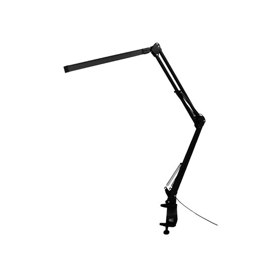 Lampara de escritorio q-connect rigel led 8w 320 lm aluminio con pinza brazo doble3 articulaciones color negro