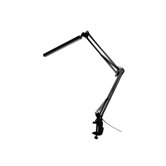 Lampara de escritorio q-connect rigel led 8w 320 lm aluminio con pinza brazo doble3 articulaciones color negro
